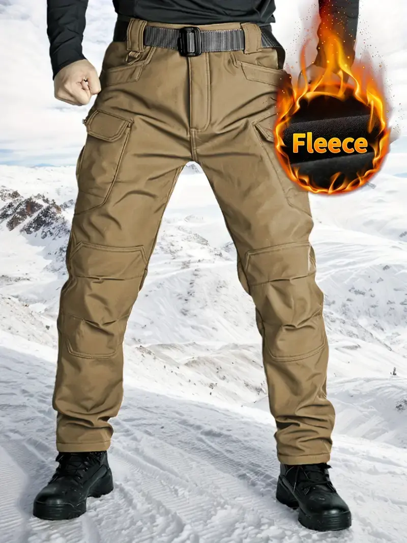 Men's 320G Fleece-Lined Windproof Outdoor Tactical Pants