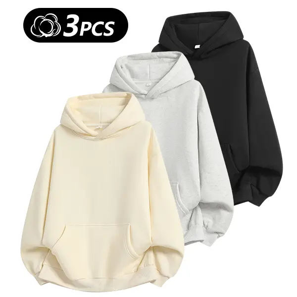 Men's 100% Cotton Vintage Loose Fit Pullover Hoodie