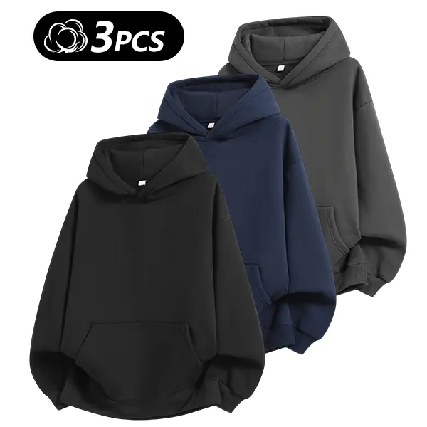 Men's 100% Cotton Vintage Loose Fit Pullover Hoodie