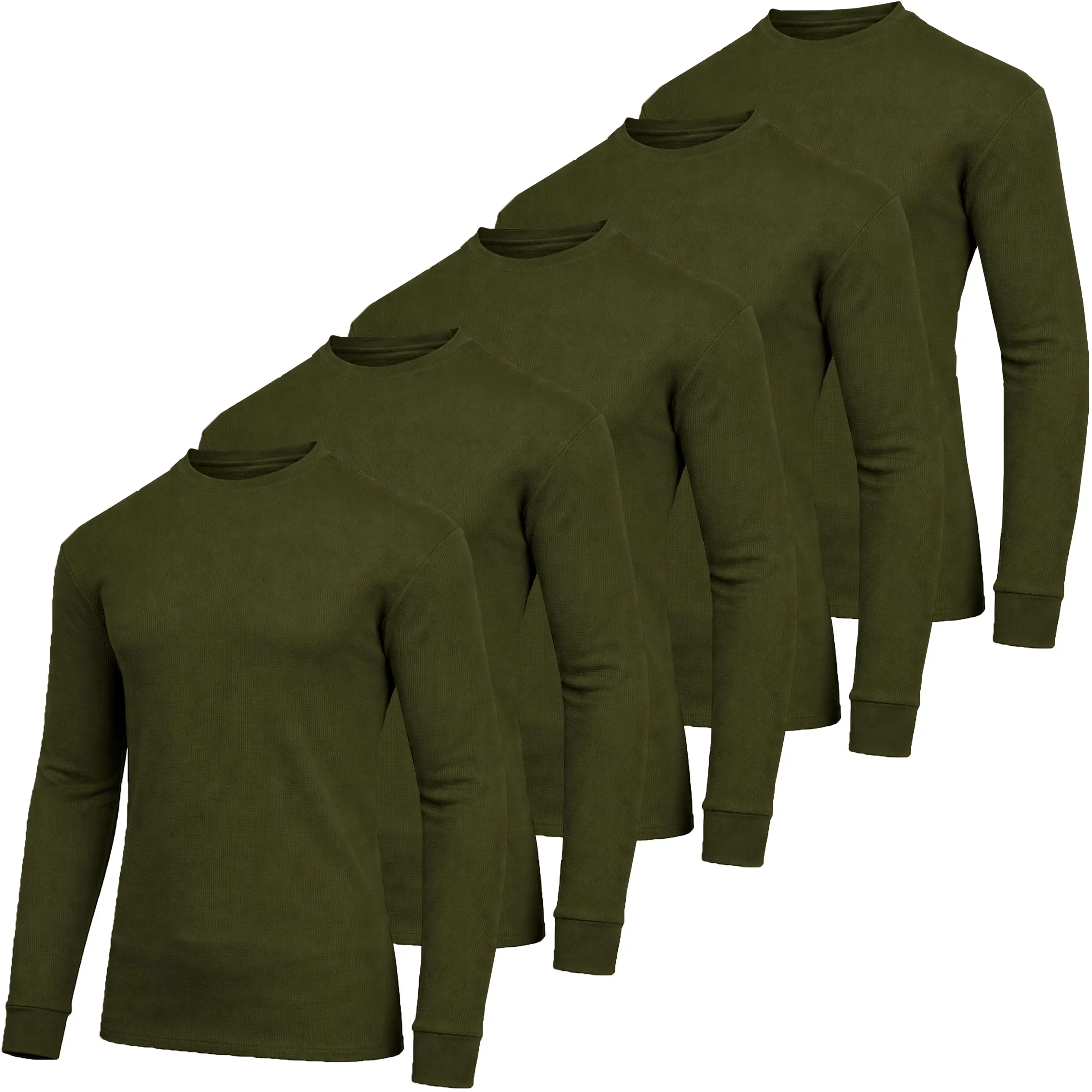 Men's 5-Pack 100% Cotton Waffle-Knit Thermal Shirts – Crew Neck & Henley