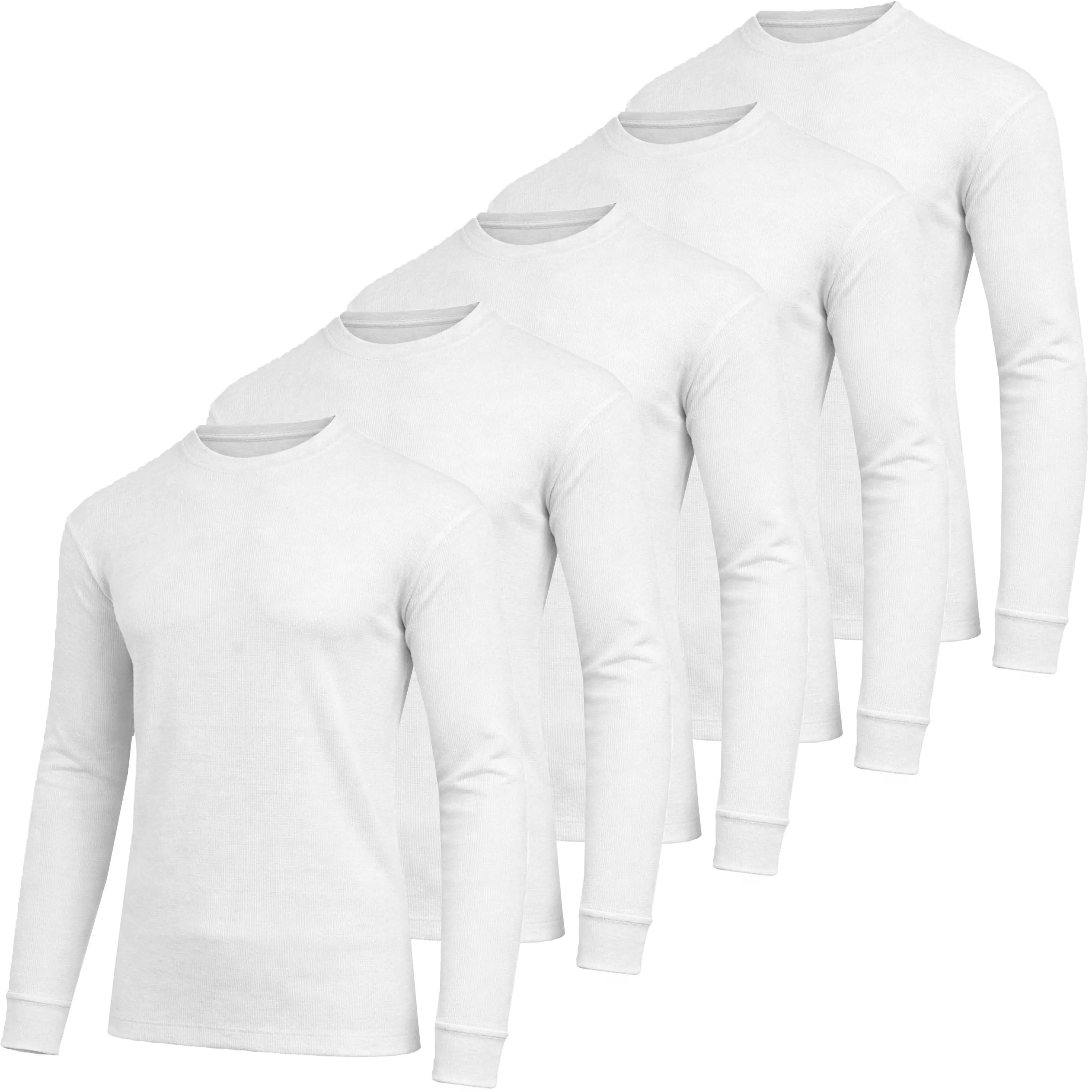 Men's 5-Pack 100% Cotton Waffle-Knit Thermal Shirts – Crew Neck & Henley
