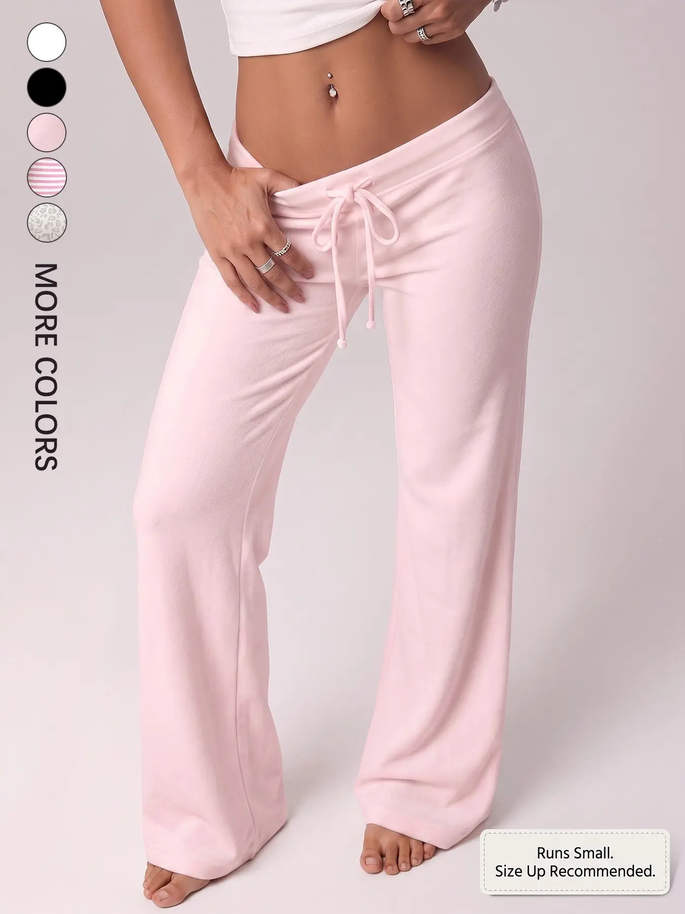 Women's 100% Cotton Y2K Low-Rise Drawstring Flared Sweatpants, Soft Casual Lounge Pants