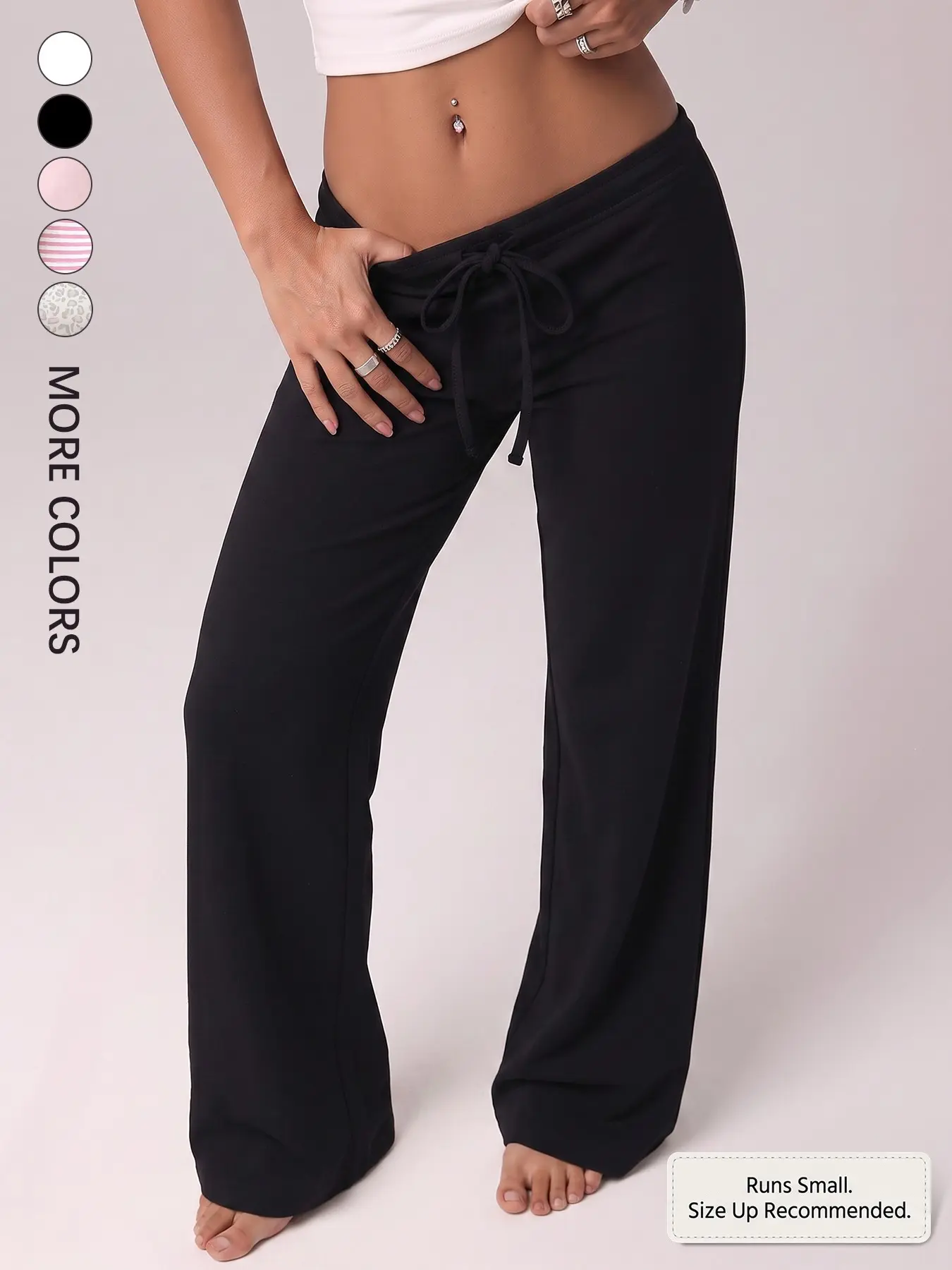 Women's 100% Cotton Y2K Low-Rise Drawstring Flared Sweatpants, Soft Casual Lounge Pants