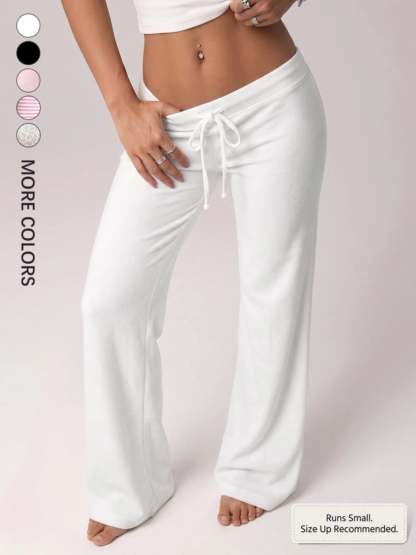 Women's 100% Cotton Y2K Low-Rise Drawstring Flared Sweatpants, Soft Casual Lounge Pants