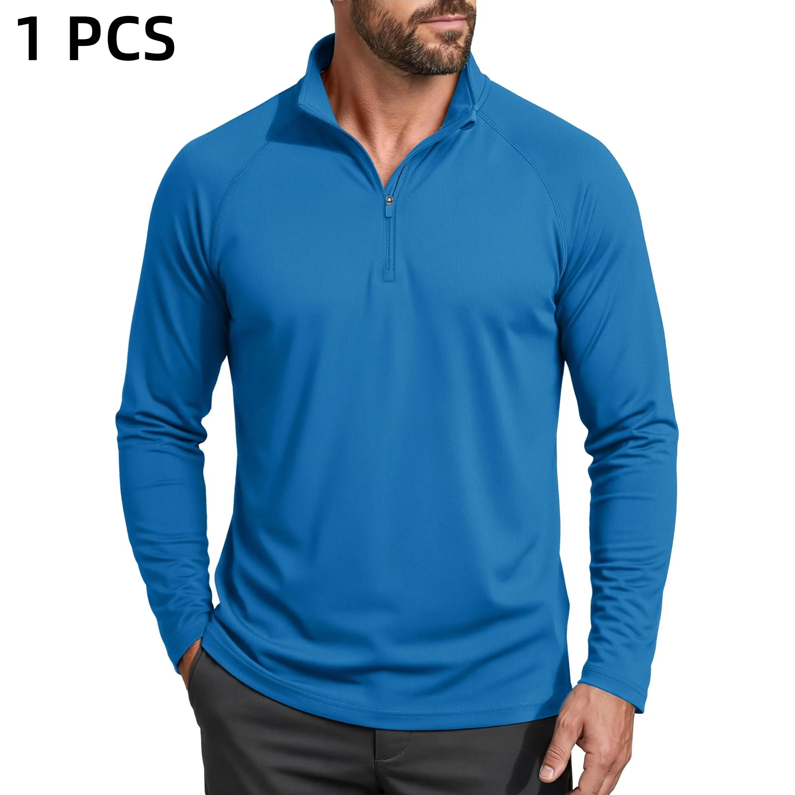 Men's UPF 50+ 1/4 Zip Quick-Dry Long Sleeve Outdoor Shirt