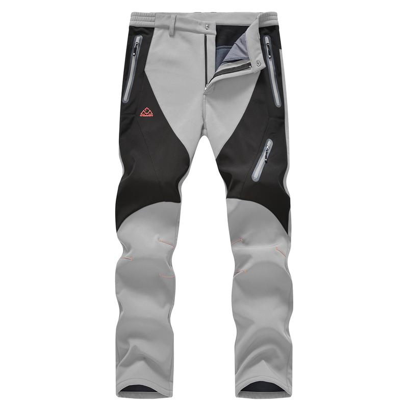Men's Waterproof Insulated Thermal Softshell Hiking Pants with Zipper Pockets