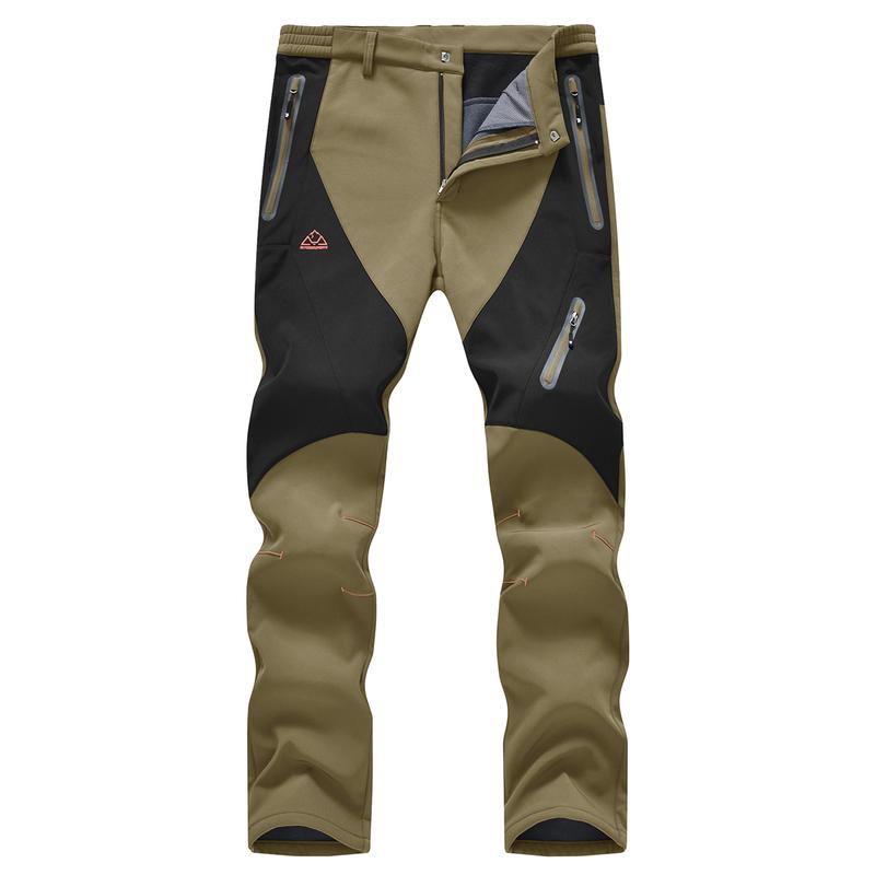 Men's Waterproof Insulated Thermal Softshell Hiking Pants with Zipper Pockets