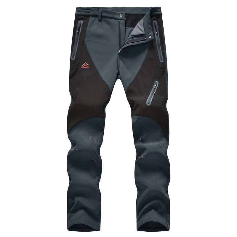 Men's Waterproof Insulated Thermal Softshell Hiking Pants with Zipper Pockets