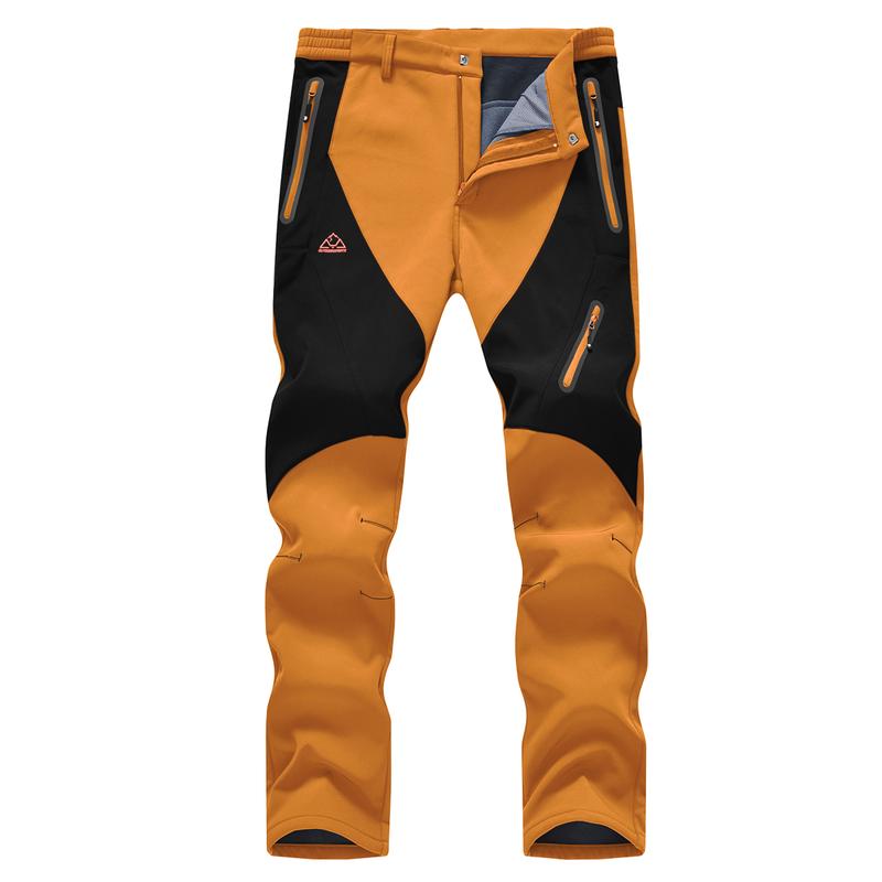 Men's Waterproof Insulated Thermal Softshell Hiking Pants with Zipper Pockets