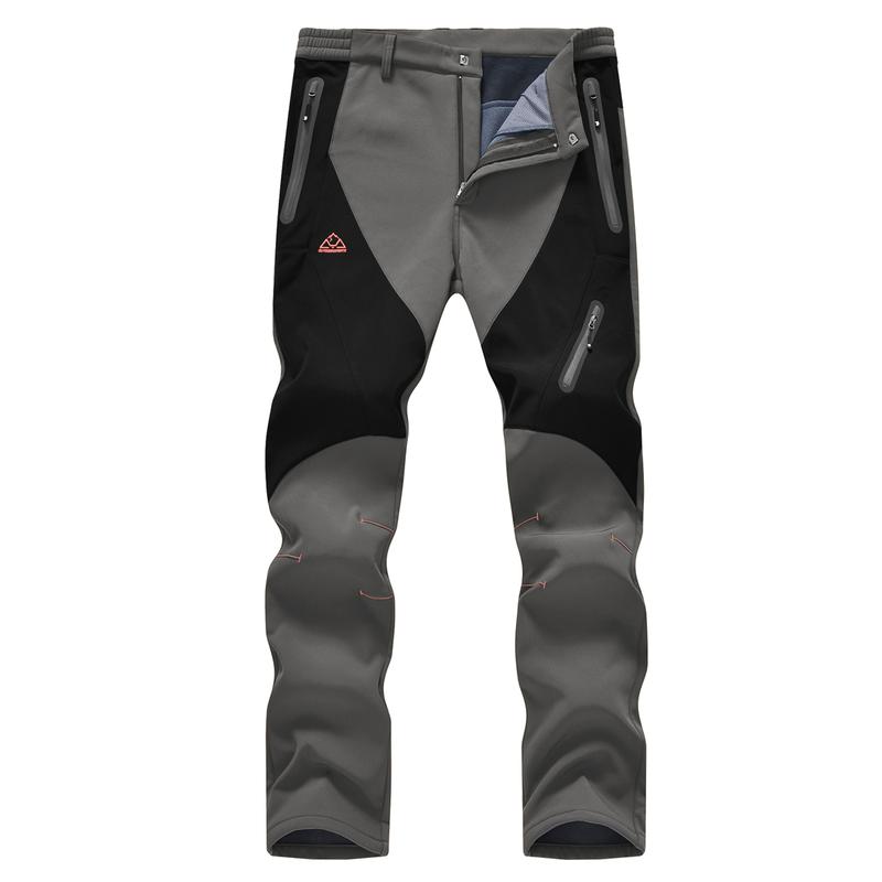 Men's Waterproof Insulated Thermal Softshell Hiking Pants with Zipper Pockets