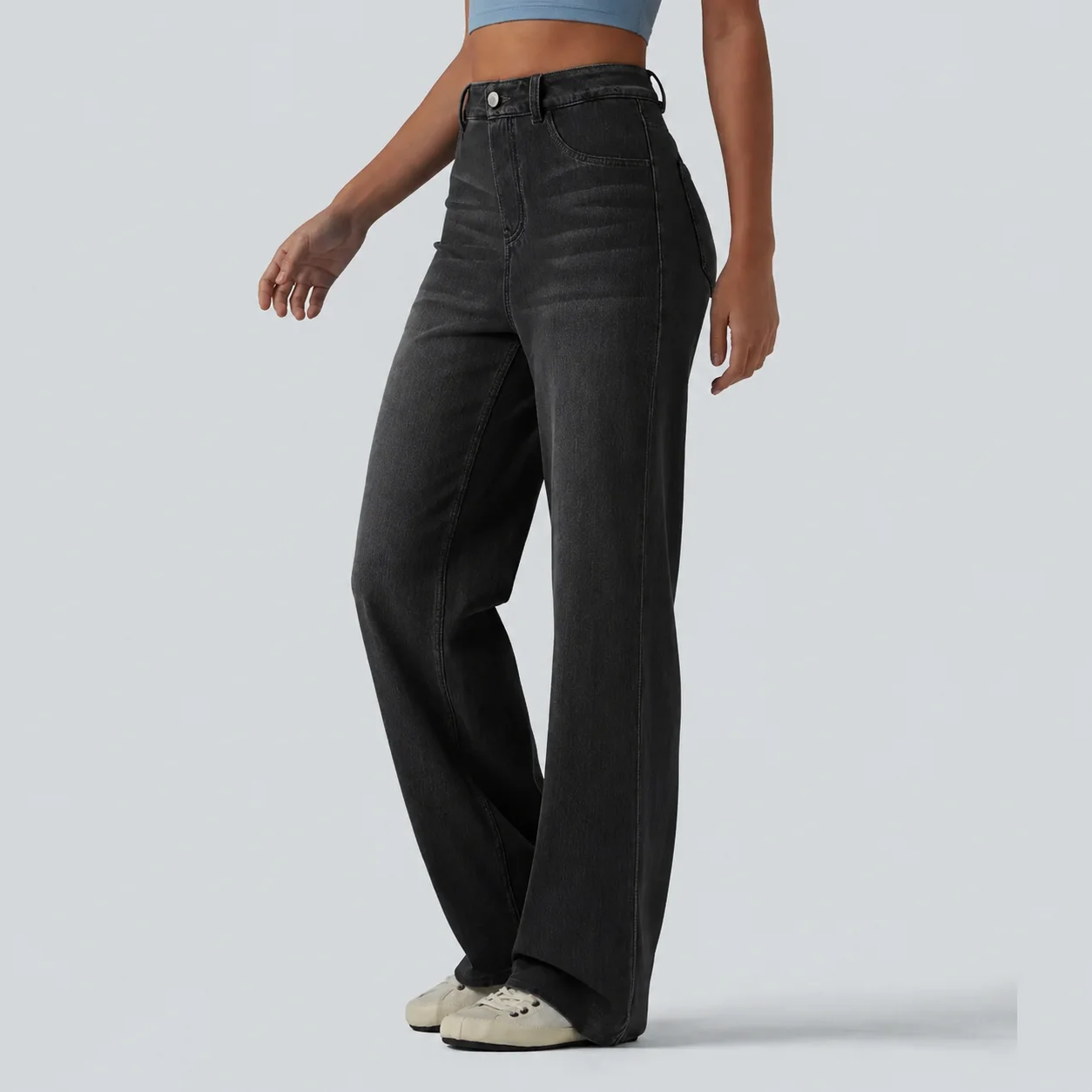Women's Flex High Waisted Sculpted Lift Design Straight Leg Casual Jeans with Pockets