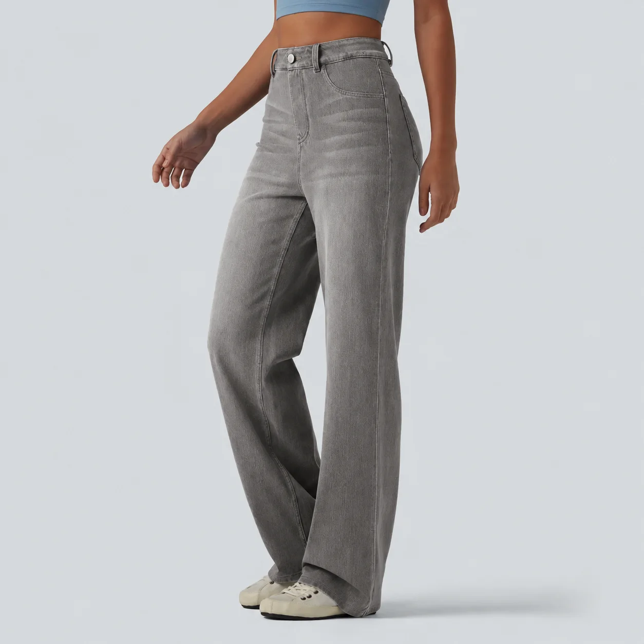 Women's Flex High Waisted Sculpted Lift Design Straight Leg Casual Jeans with Pockets
