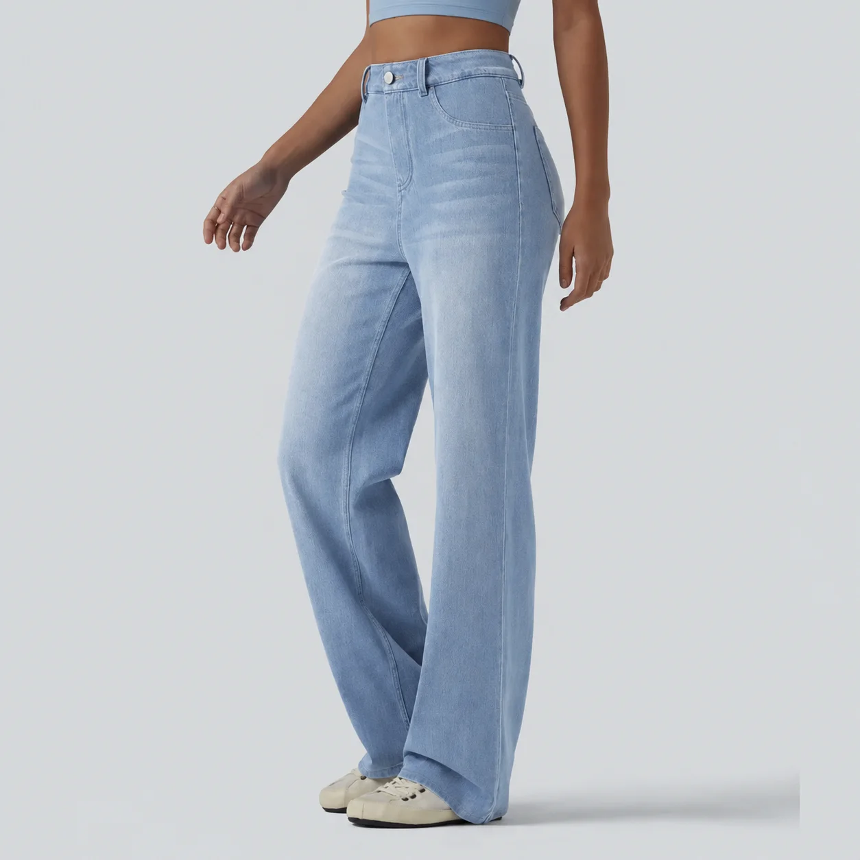 Women's Flex High Waisted Sculpted Lift Design Straight Leg Casual Jeans with Pockets
