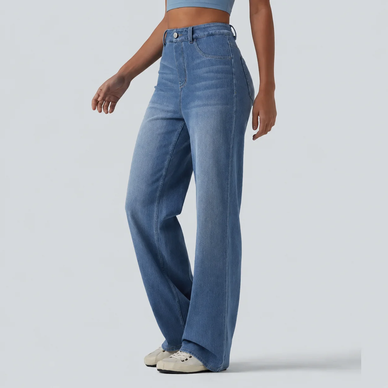 Women's Flex High Waisted Sculpted Lift Design Straight Leg Casual Jeans with Pockets