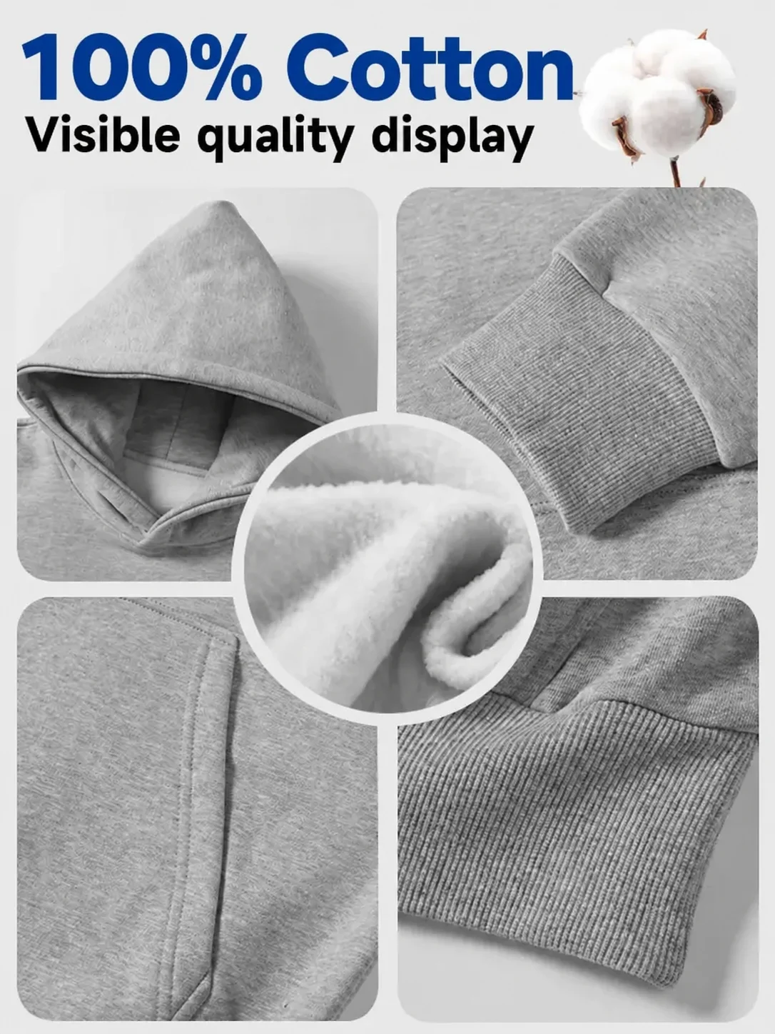 Men's 100% Cotton Vintage Loose Fit Pullover Hoodie