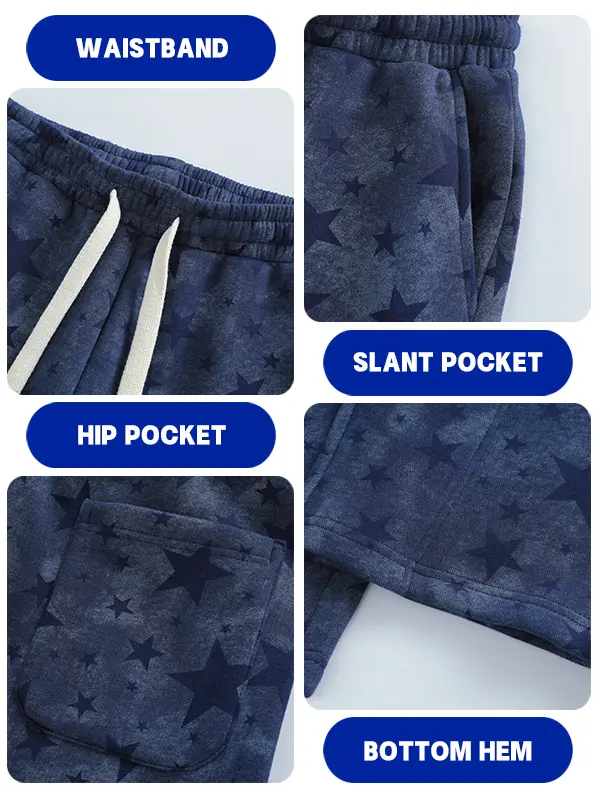 All-Over Star Print Wide-Leg Sweatpants | Cotton-Poly