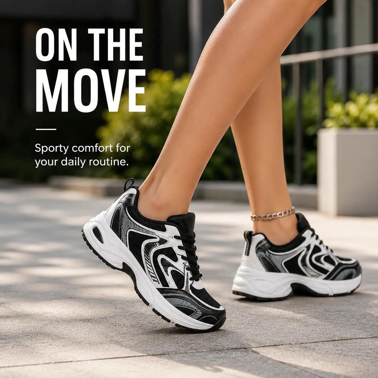 Women's Chunky Mesh Sneakers, Lightweight Running Shoes