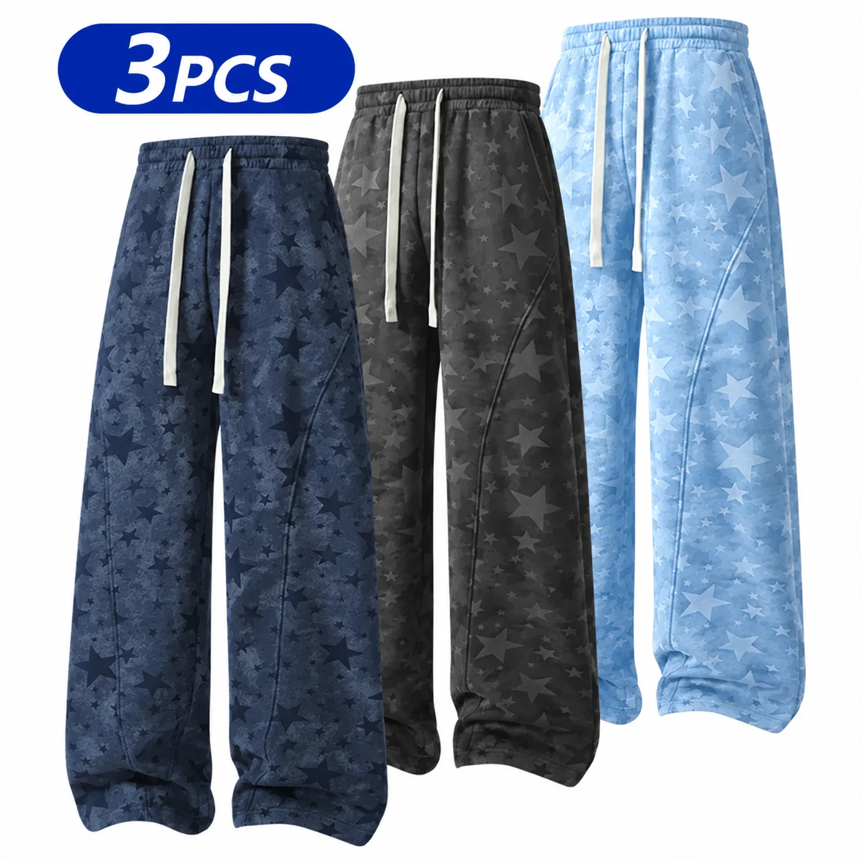 Men's Cotton All-Over Star Print Baggy Sweatpants