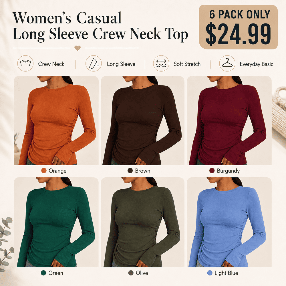 Women's Casual Long Sleeve Crew Neck Top