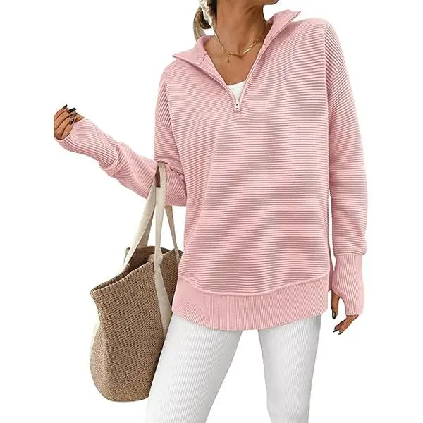 PRETTYGARDEN Women's Cozy Quarter Zip Pullover Sweater