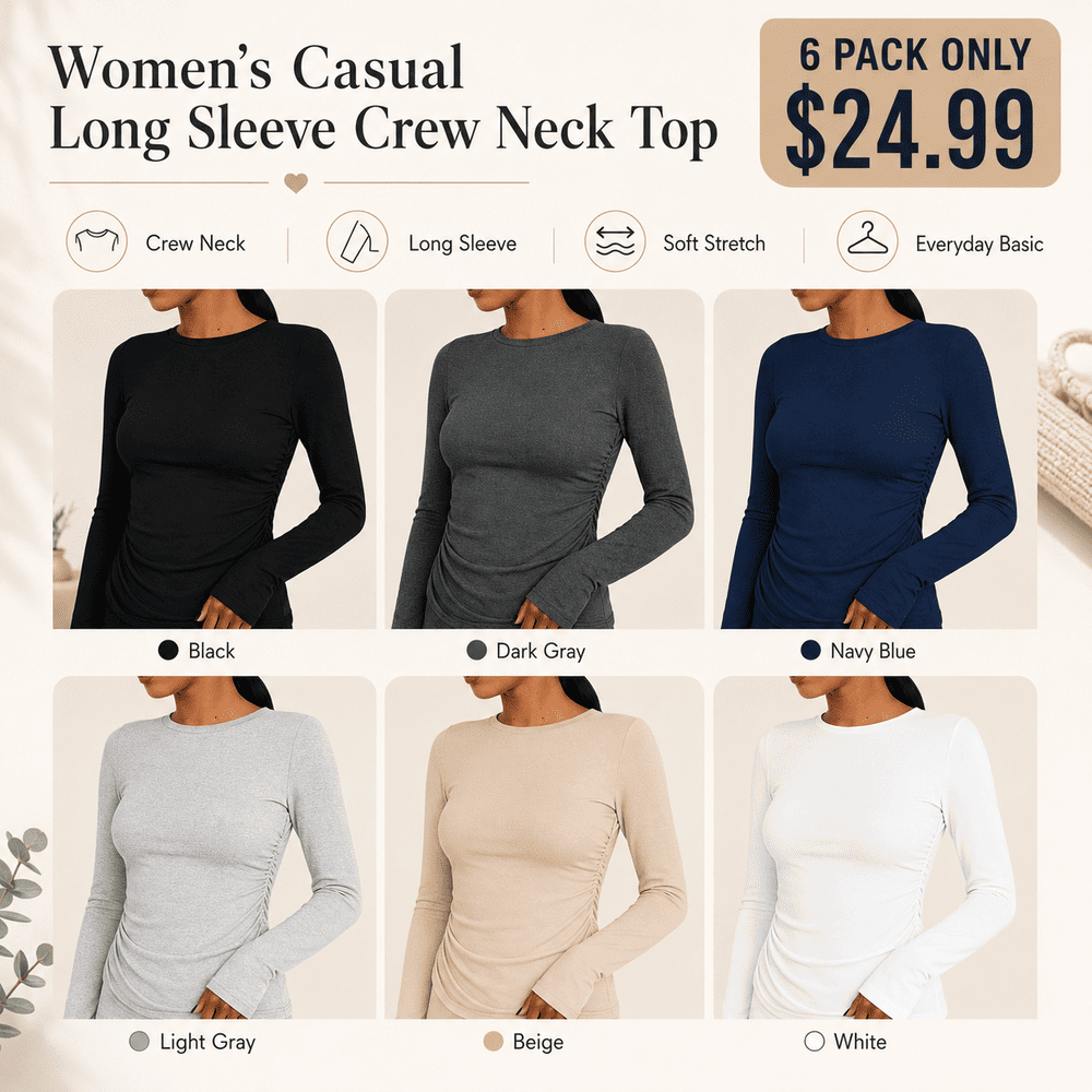 Women's Casual Long Sleeve Crew Neck Top