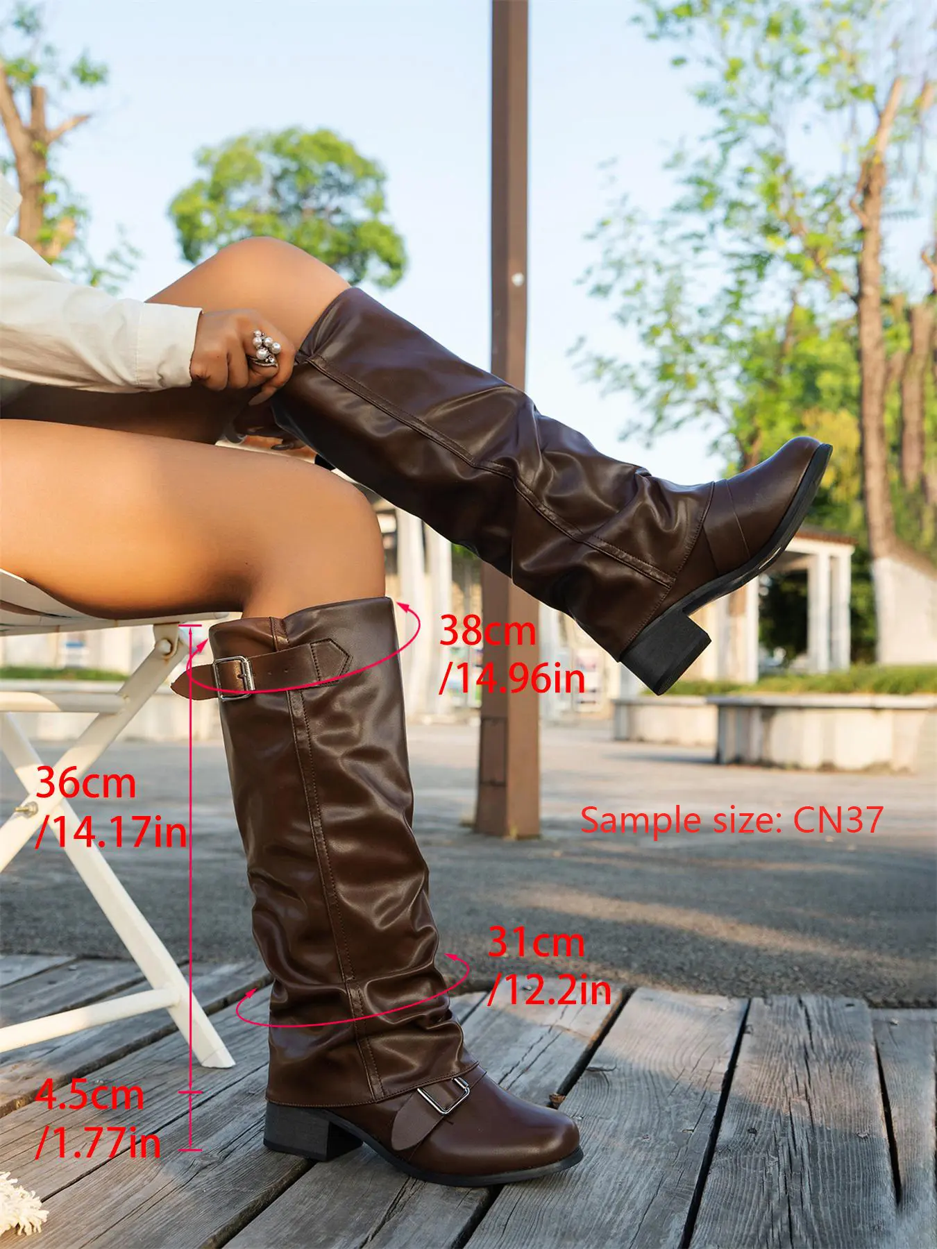 Women's Faux Leather Knee High Belted Boots