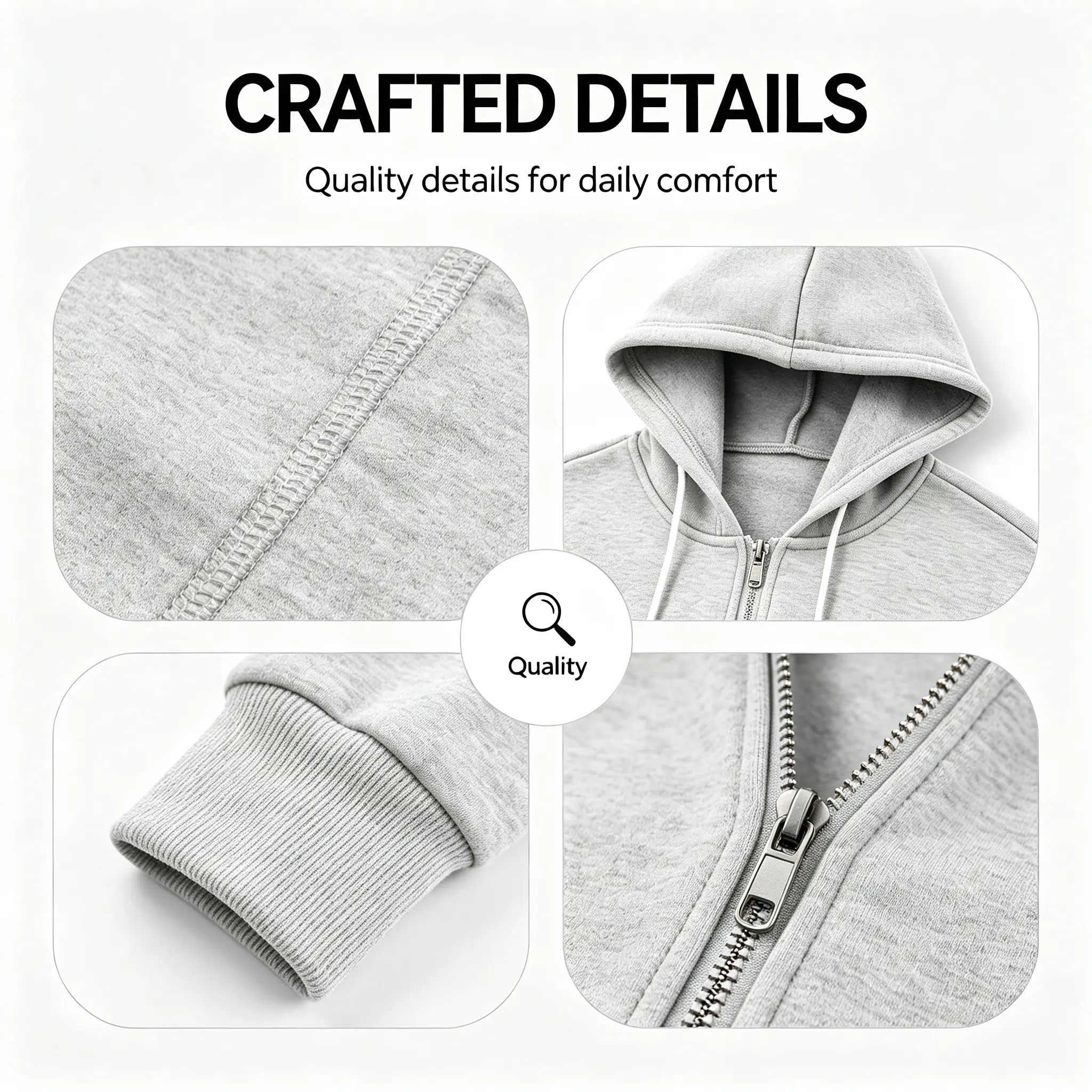 4-Pack Men's Full Zip Hoodies - Polyester Loose Fit