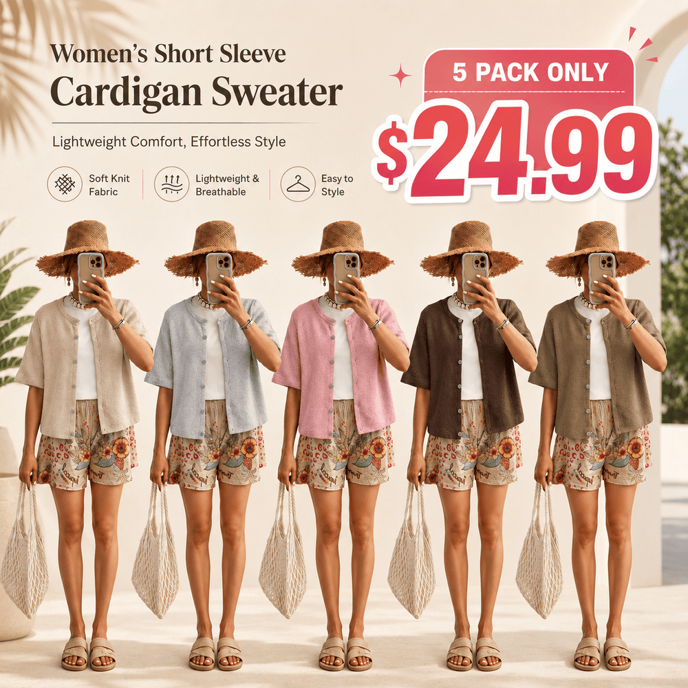 Women's Short Sleeve Cardigan Sweater