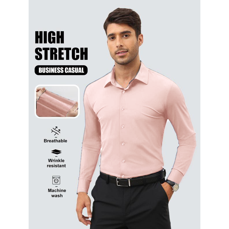 Men’s Stretch Slim-Fit Long Sleeve Dress Shirt