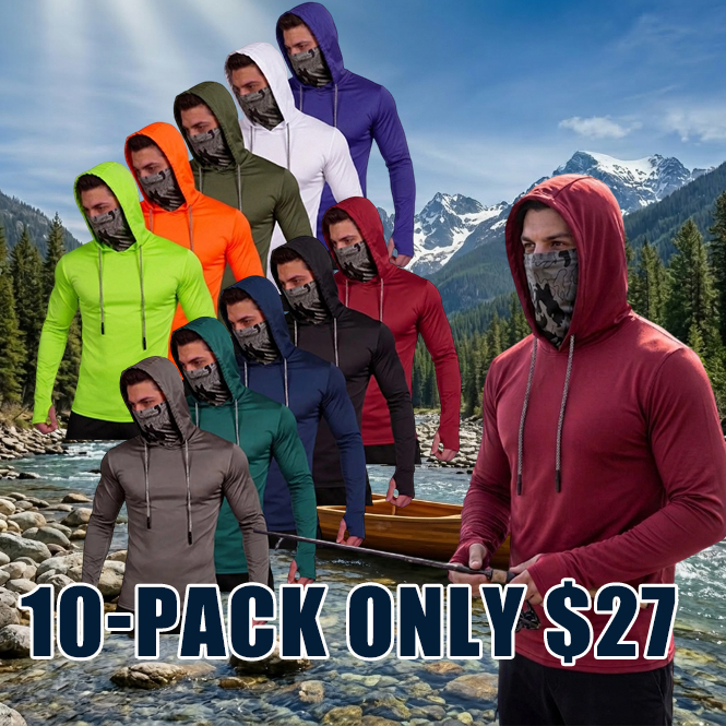Men's UPF 50+ Sun Protection Hoodie Shirt 5-Pack