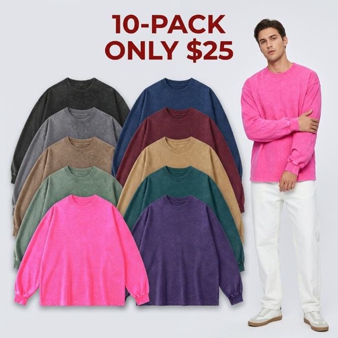Men's 4-Pack Acid-Wash Distressed Crewneck Sweatshirts