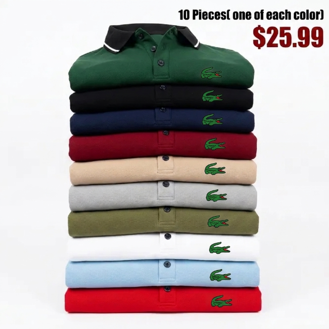 👕 Men's 10-Pack Classic Casual Polo Shirts