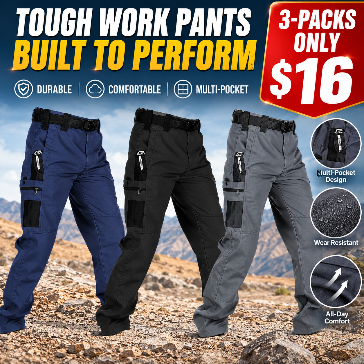 Men's Waterproof Tactical Pants – Multi-Pocket Utility Fit