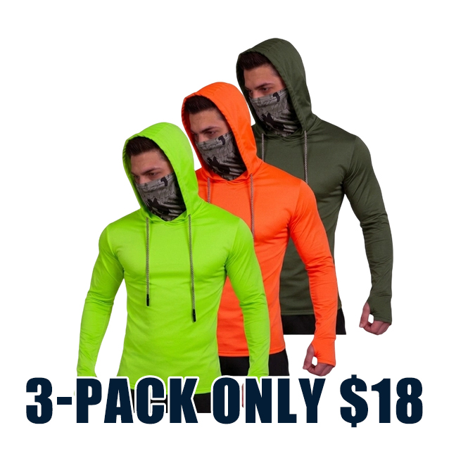Men's UPF 50+ Sun Protection Hoodie Shirt 5-Pack