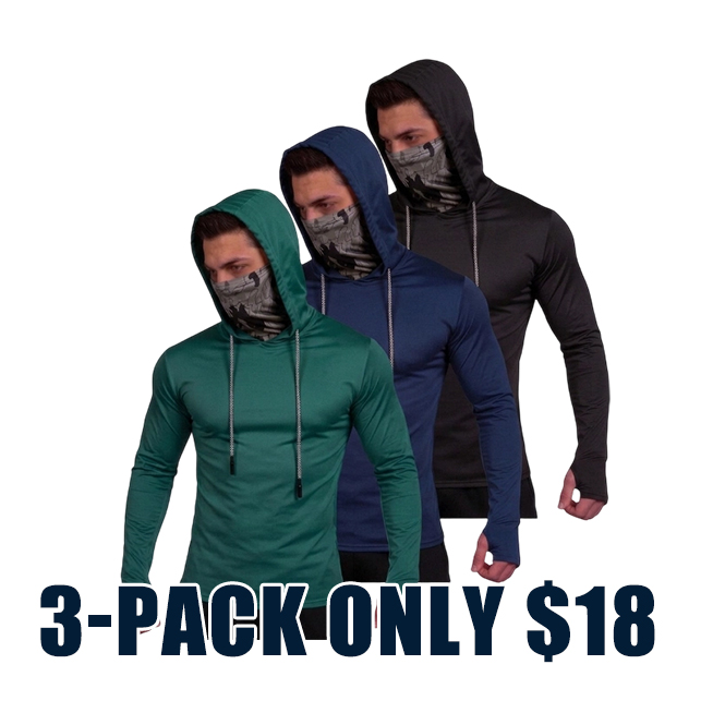 Men's UPF 50+ Sun Protection Hoodie Shirt 5-Pack