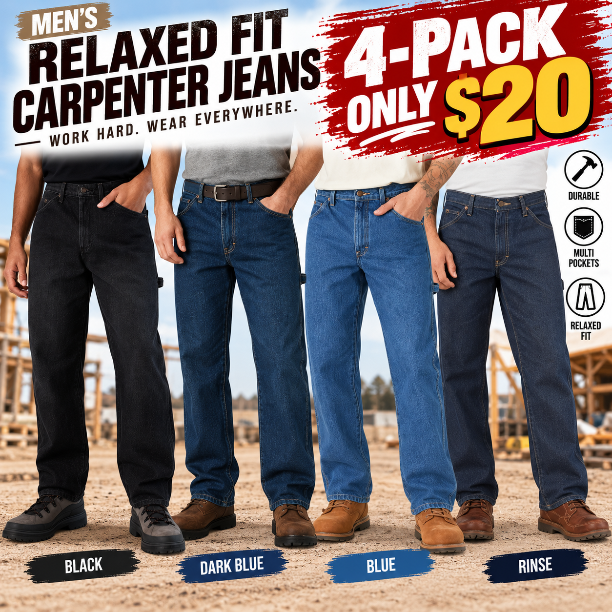 Men's Heavyweight Relaxed Carpenter Jeans