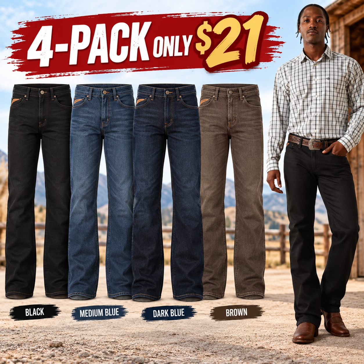 Men's Relaxed Stretch Bootcut Jeans