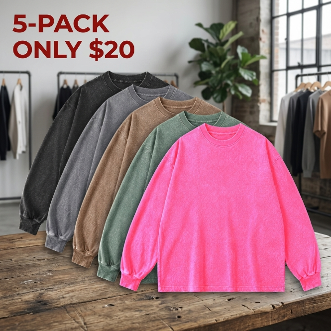 Men's 4-Pack Acid-Wash Distressed Crewneck Sweatshirts