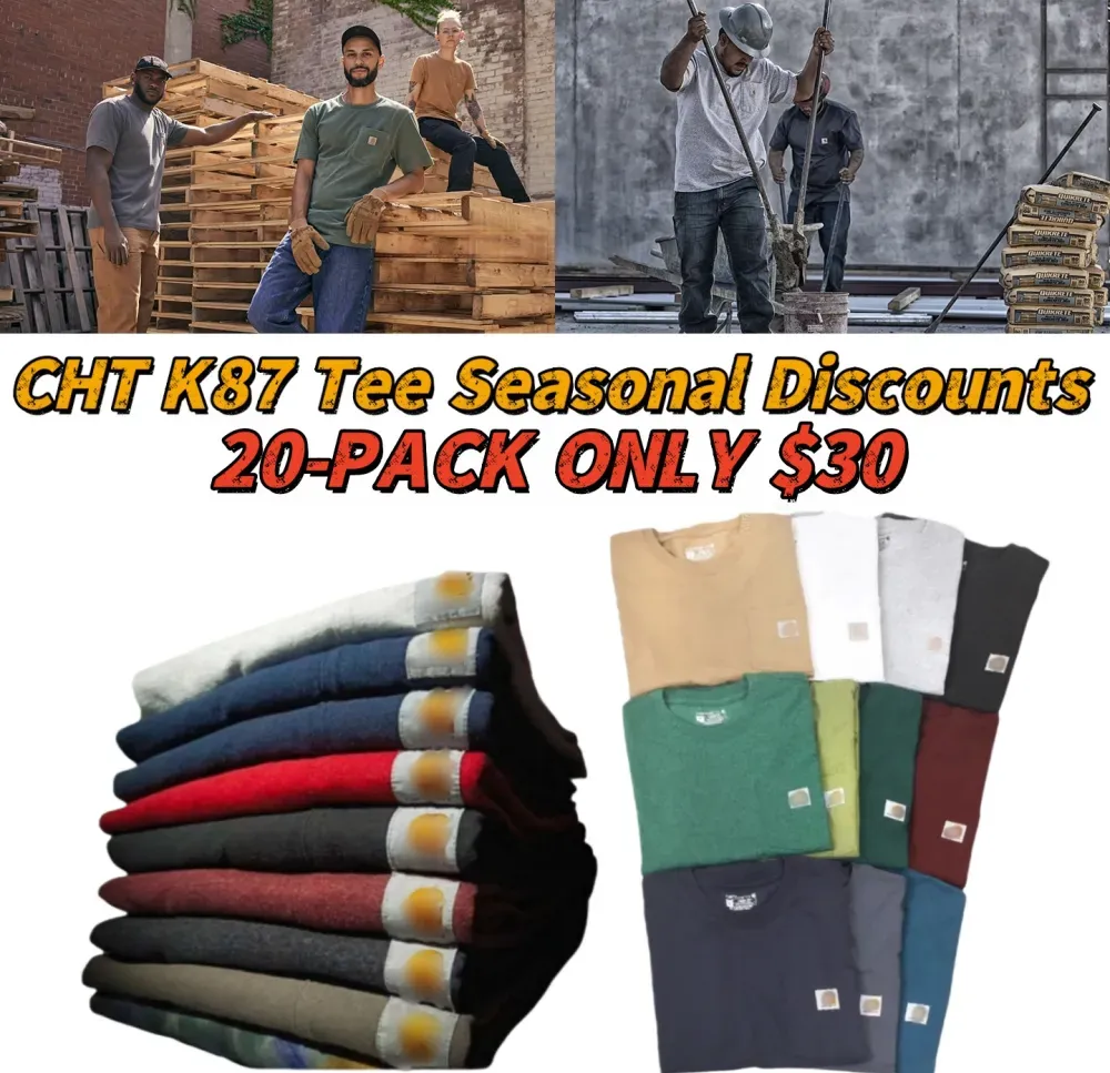 🔥Last Day Promotion!CHT Men's K87 Workwear Loose Fit Heavyweight Short-Sleeve Pocket T-Shirt (Also Available in Big & Tall)