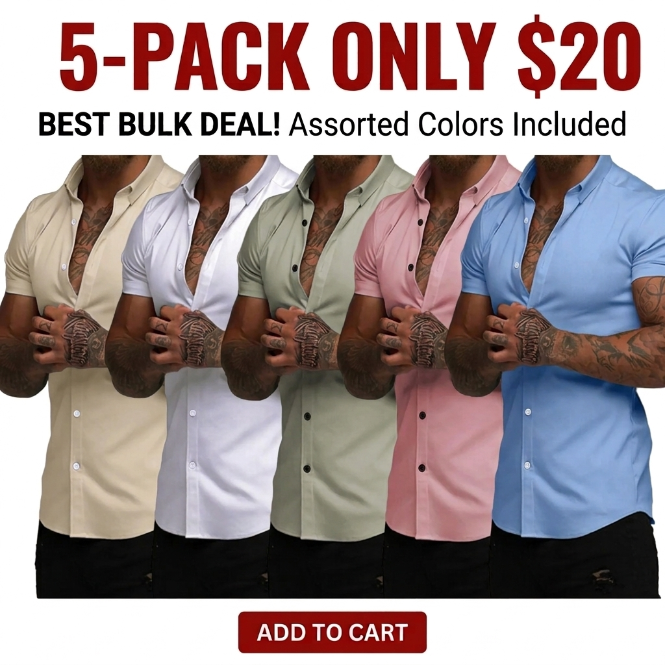 👔 Men's Slim Fit Short Sleeve Dress Shirt