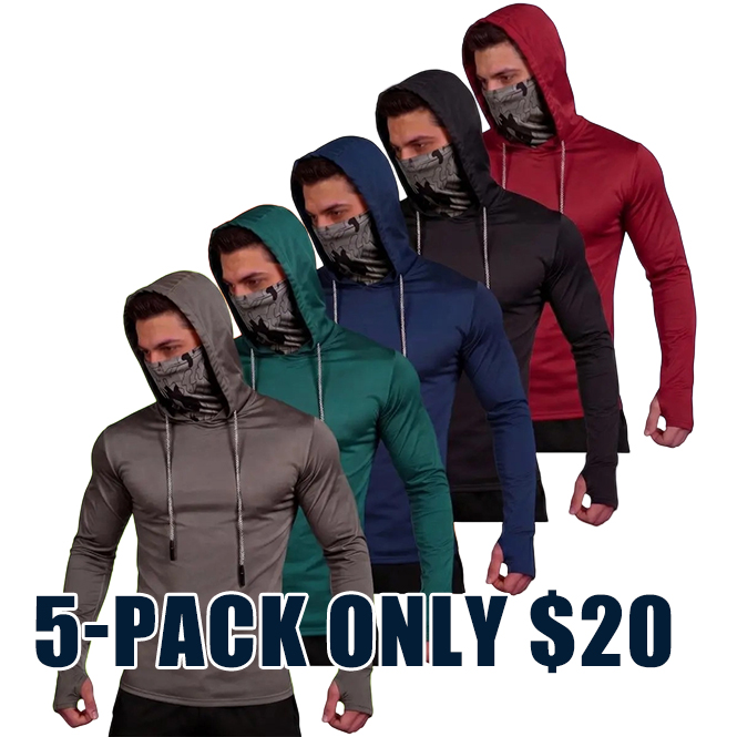 Men's UPF 50+ Sun Protection Hoodie Shirt 5-Pack