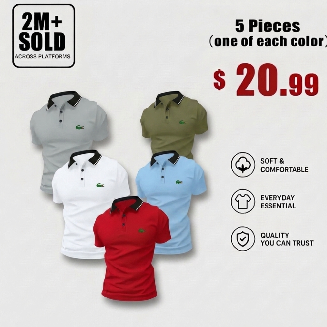 👕 Men's 10-Pack Classic Casual Polo Shirts