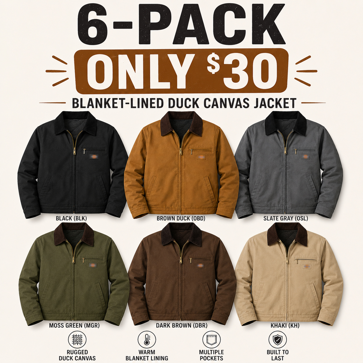 Men's Blanket-Lined Duck Canvas Work Jacket