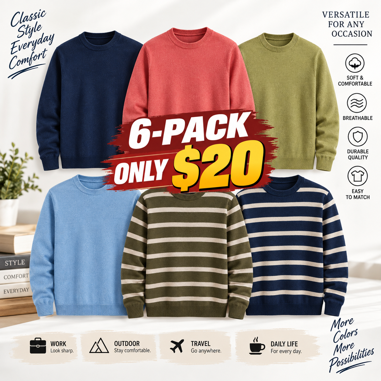 Men's Classic Cotton-Blend Roll Neck Sweater