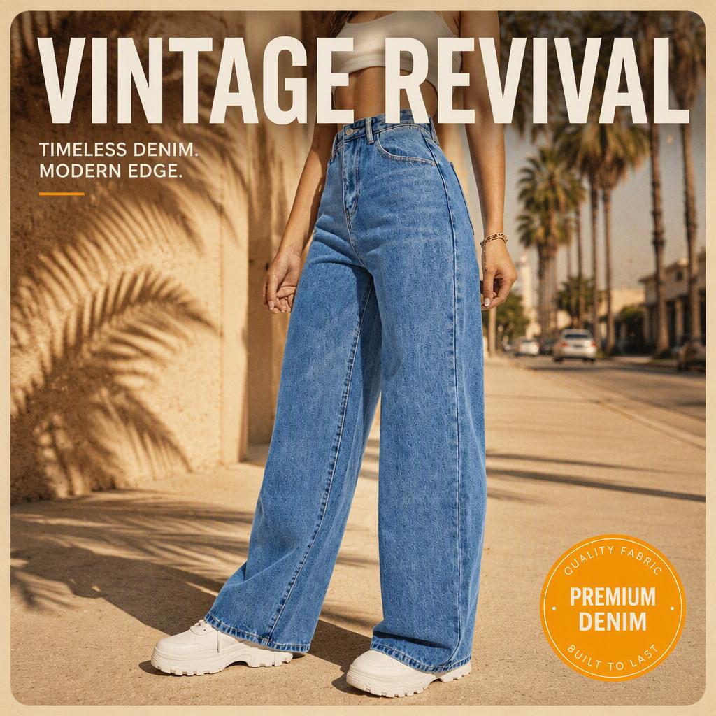 Women's High Waisted Wide Leg Denim Jeans - Relaxed Fit Clothes for Women's Clothing, Casual Street Wear