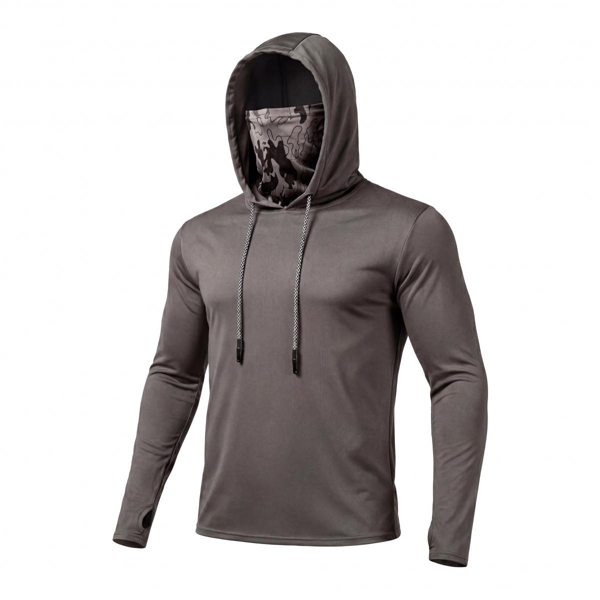 5-Pack Men's UPF 50+ Sun Protection Hoodie, Quick Dry Rash Guard Long Sleeve UV Shirt With Face Gaiter & Thumb Holes, 2 Color Sets For Fishing Hiking Yard Work Beach Activewear Sunscreen Athletic Wear workout tops