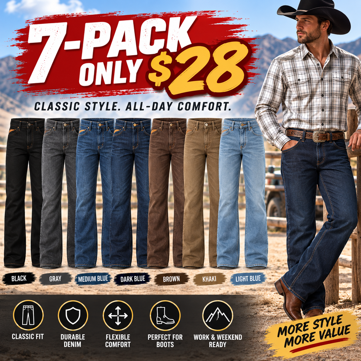 Men's Relaxed Stretch Bootcut Jeans
