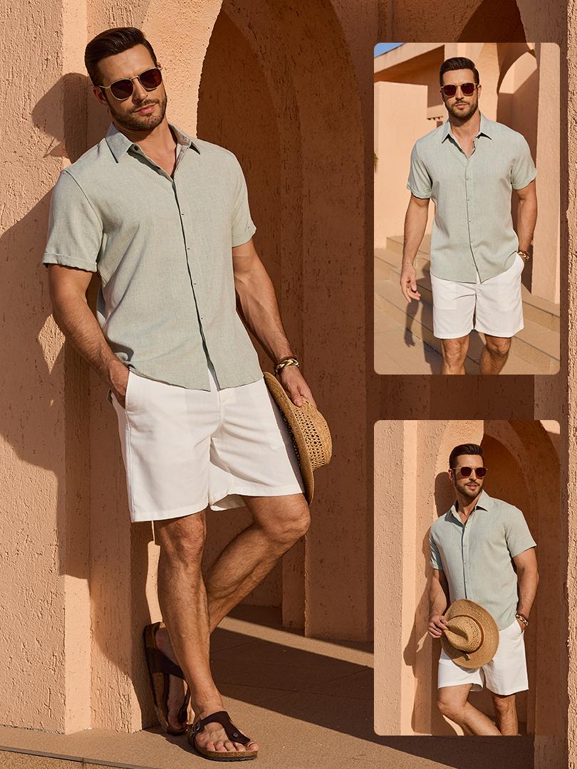 Alimen Mens Linen Shirts Short Sleeve Dress Shirts for Men Lightweight Breathable Linen Fabric Comfortable, Beach Vacation Summer Party Wedding Casual Button Down Shirts Spread Collar Linen Shirts for Men Alimen Mens Linen Shirts Short Sleeve Dress Shirts for Men Lightweight Breathable Linen Fabric Comfortable, Beach Vacation Summer Party Wedding Casual Button Down Shirts Spread Collar Linen Shirts for Men