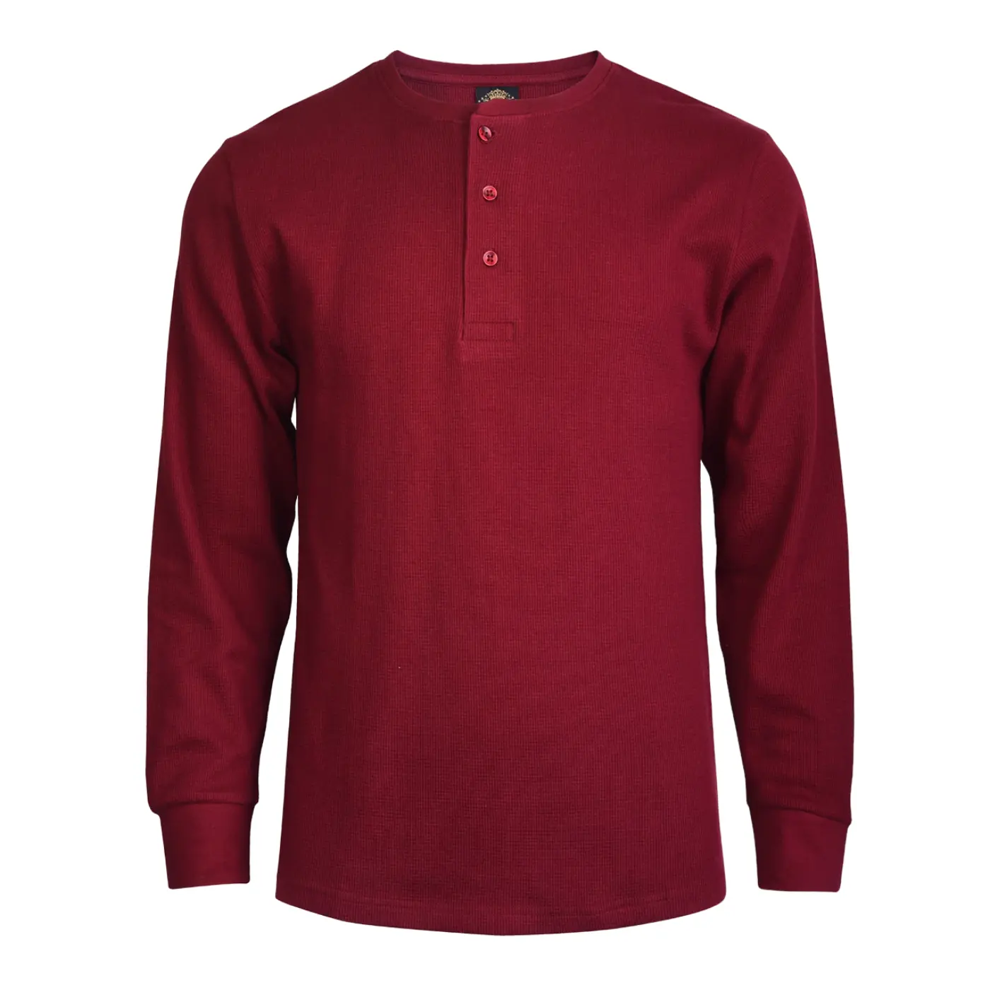 Men's Cotton Waffle-Knit Henley Thermal Shirt