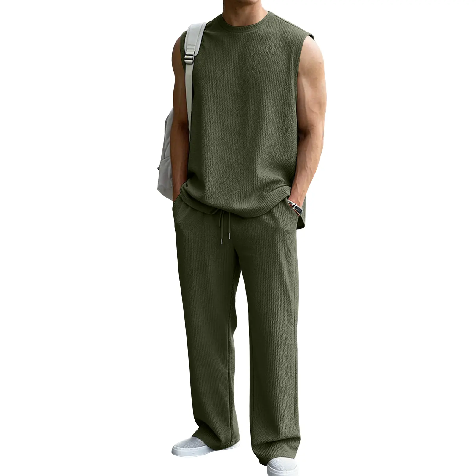 Men's Rib-Knit Sleeveless 2-Piece Lounge Set